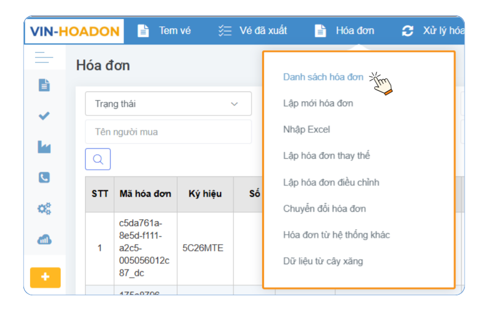 Tạo lập - Phát hành - Điều chỉnh - Thay thế - Hủy bỏ - Chuyển đổi hóa đơn